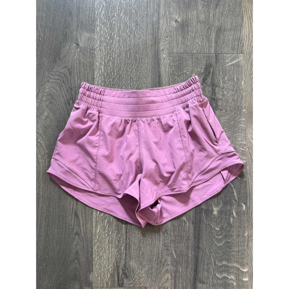 Lululemon Hotty Hot High-Rise Lined Shorts 4 Pink Lilac Mauve Purple Excellent